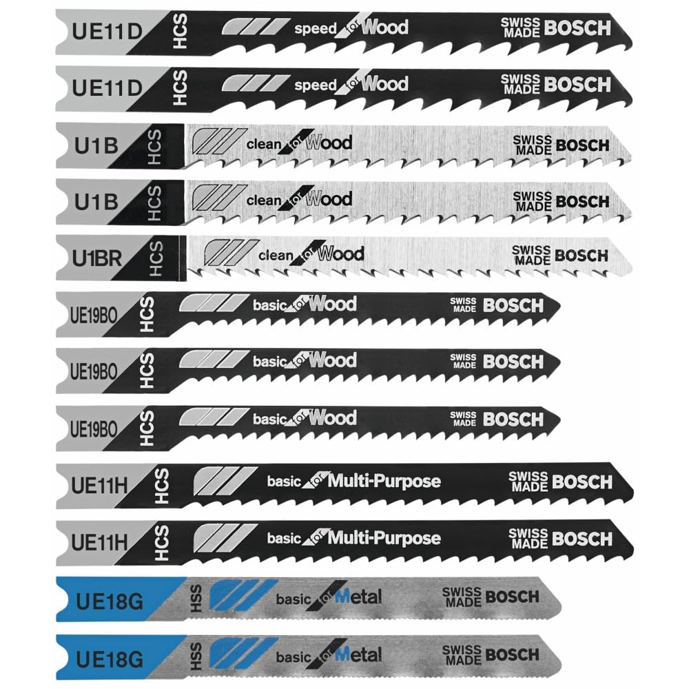U12BC 12-Piece U-Shank Jigsaw Blade Assorted Set Ideal for Thin-Metal Cutting and Wood Ap…