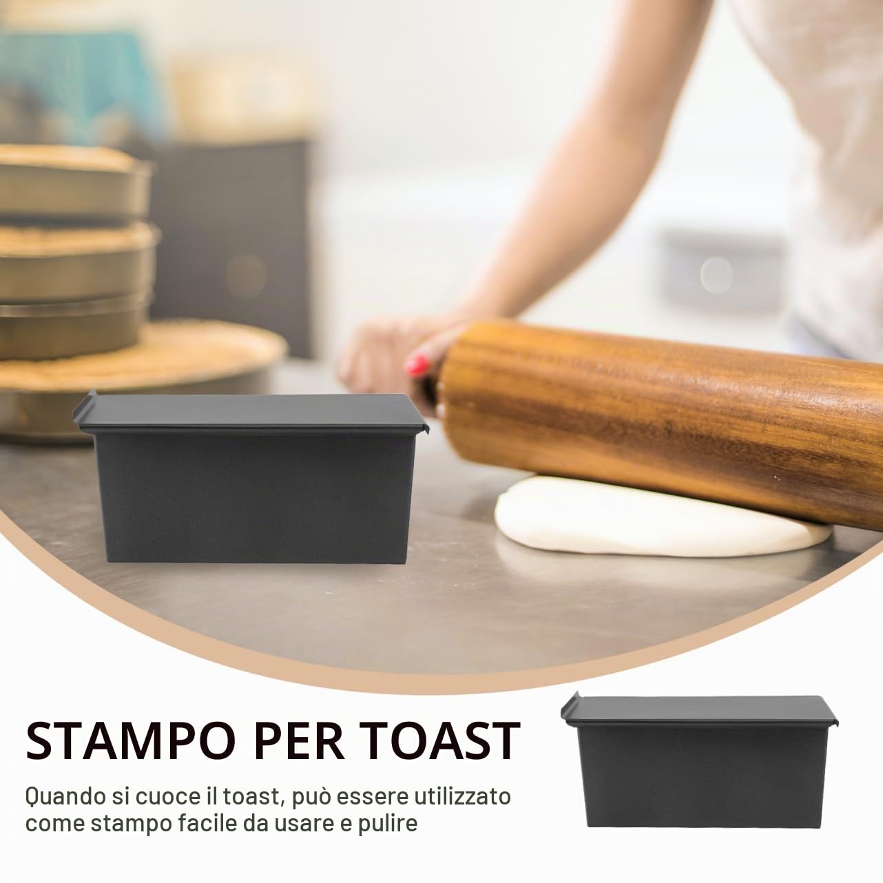 MAGICLULU 2 Pezzi Di Pane Padelle Elettriche Antiaderente Con Coperchi Con Piccola Teglia Pullman Teglia Per Torte Teglie Da Forno Pullman Teglia Plat Dolore Ciuvert Cibo