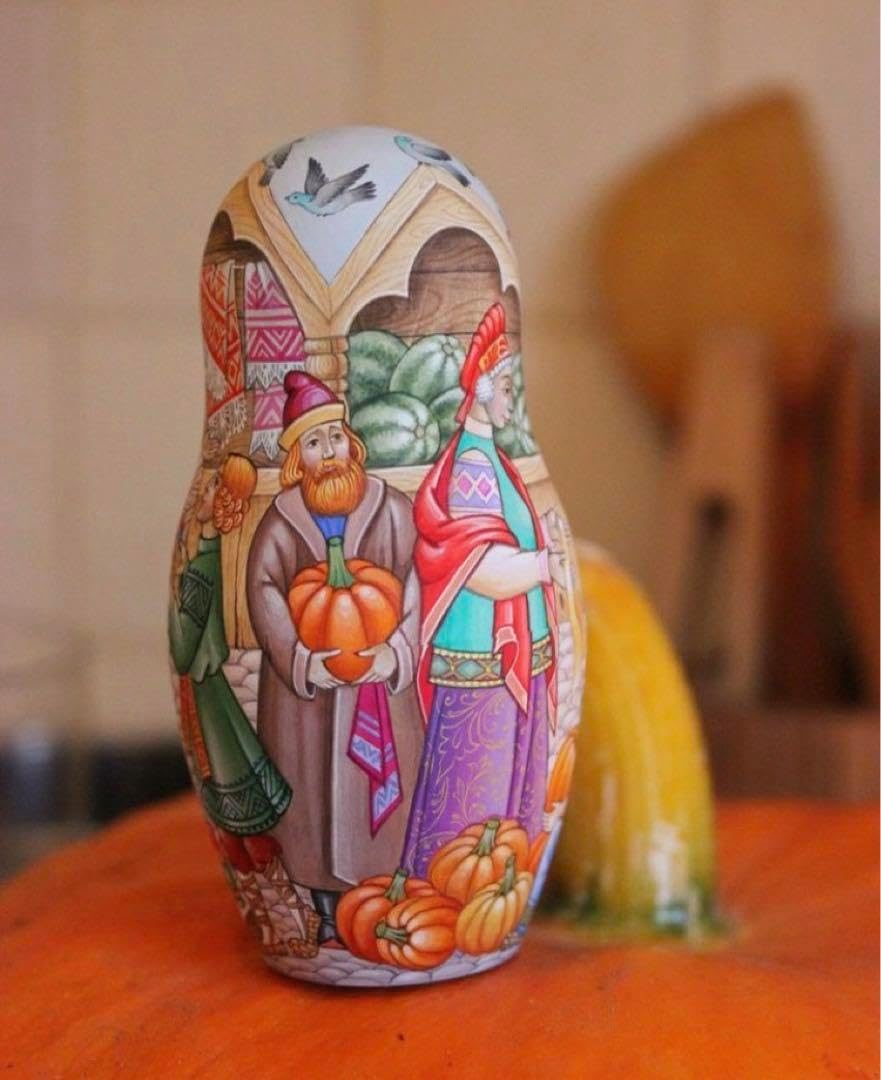 ロシア雑貨☆イコン マトリョーシカ 見本市(5P)H17cmオルガ作コブロフ工房 ロシア雑貨イコン マトリョーシカ 見本市(5P)H17cmオルガ作