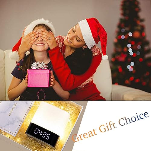Miniatura 7 de Altavoz Bluetooth con luces nocturnas, reloj despertador inalámbrico Bluetooth, lámpara de noche con sensor táctil, luces nocturnas que cambian de