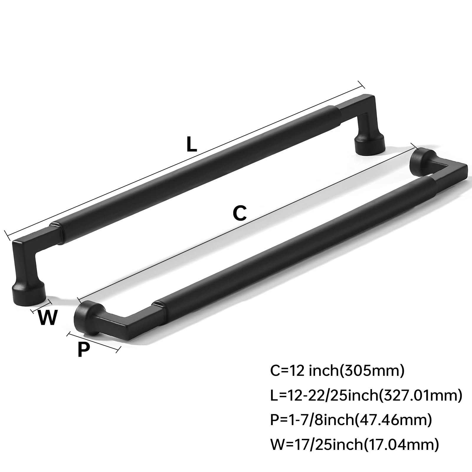 KHTUMEWARE-80345 Matte Black Appliance Pulls CTC 12 in (305 mm) in Matte Black — KHTUMEWARE