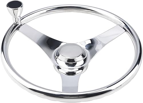 YaeMarine Volante de barco marino de acero inoxidable de 13-12 pulgadas de diámetro con 3 radios para volante deportivo con perilla de control y tapa disponible en Yaxa Venezuela