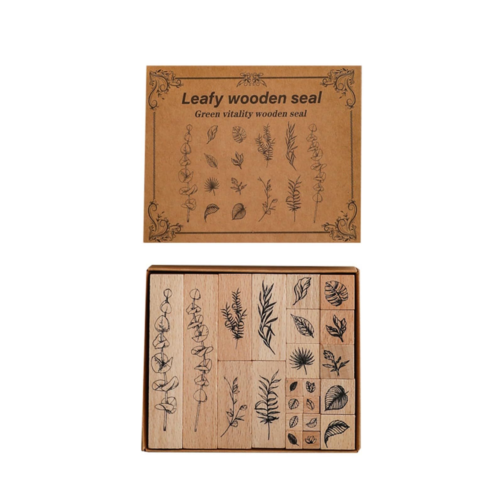 kesurpae 22pcs/Set Flower Stamps for Crafting Add Touch of Nature to Projects Vintage Wooden Rubber Stamps Cuttable Rubber Stamp, A
