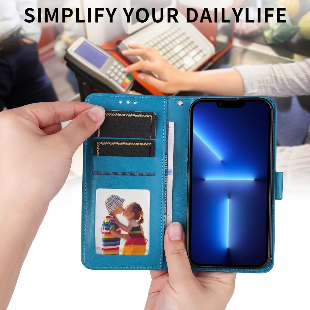 Generic Custodia compatibile con Samsung Galaxy S24 FE 5G (colore: verde) portafoglio slot per carte di credito custodia in pelle flip modello cover