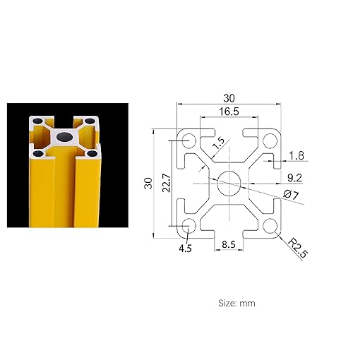 Miniatura 2 de T Tipo 3030 Perfil de extrusión de aluminio Marco de guía lineal amarillo anodizado estándar europeo para impresora 3D y bricolaje CNC, longitud