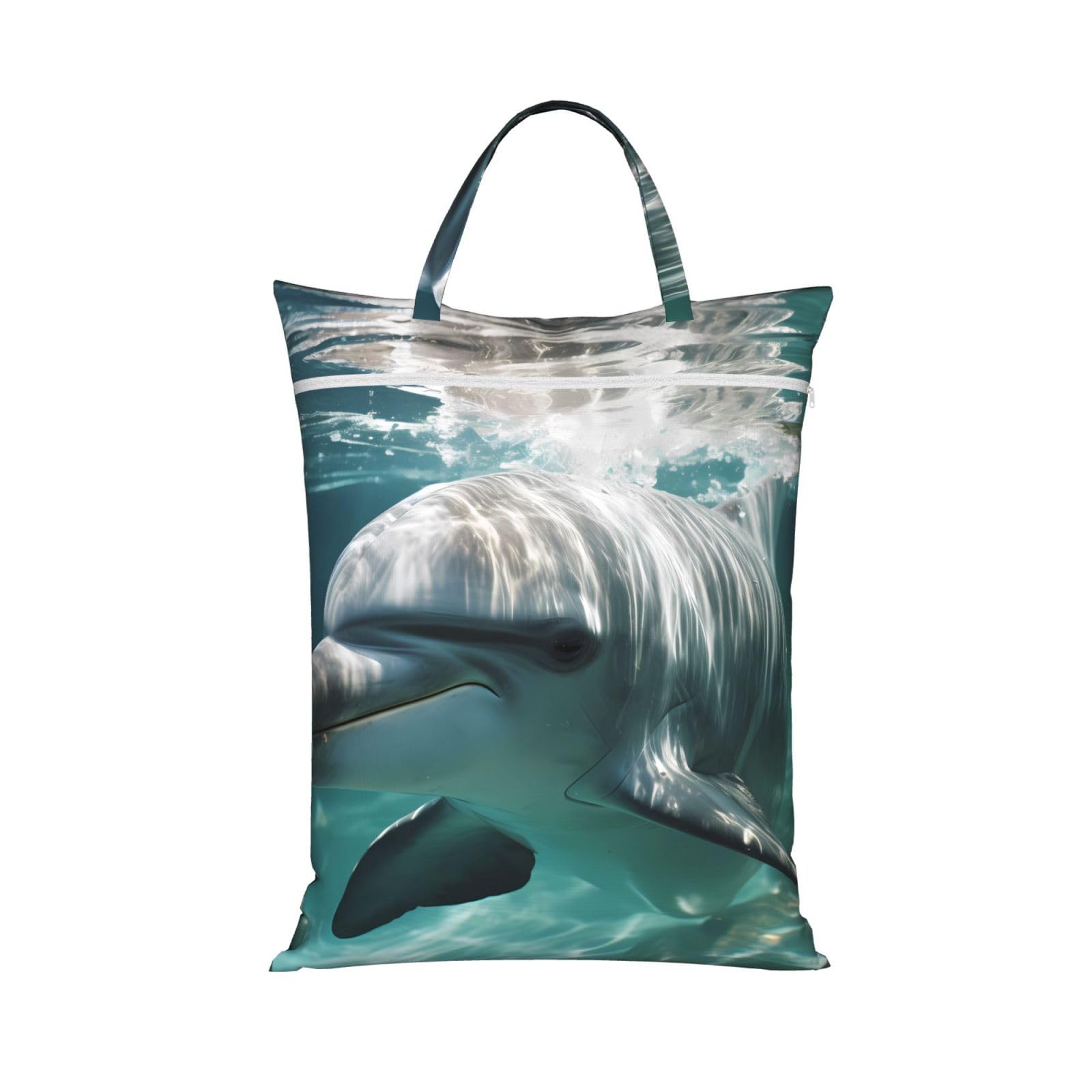 Cute Dolphin Travel Laundry Bag With Zipper Dirty Clothes Bag Water Resistant Laundry Storage Sack Portable Organizer For Travel Beach School Camping Gym