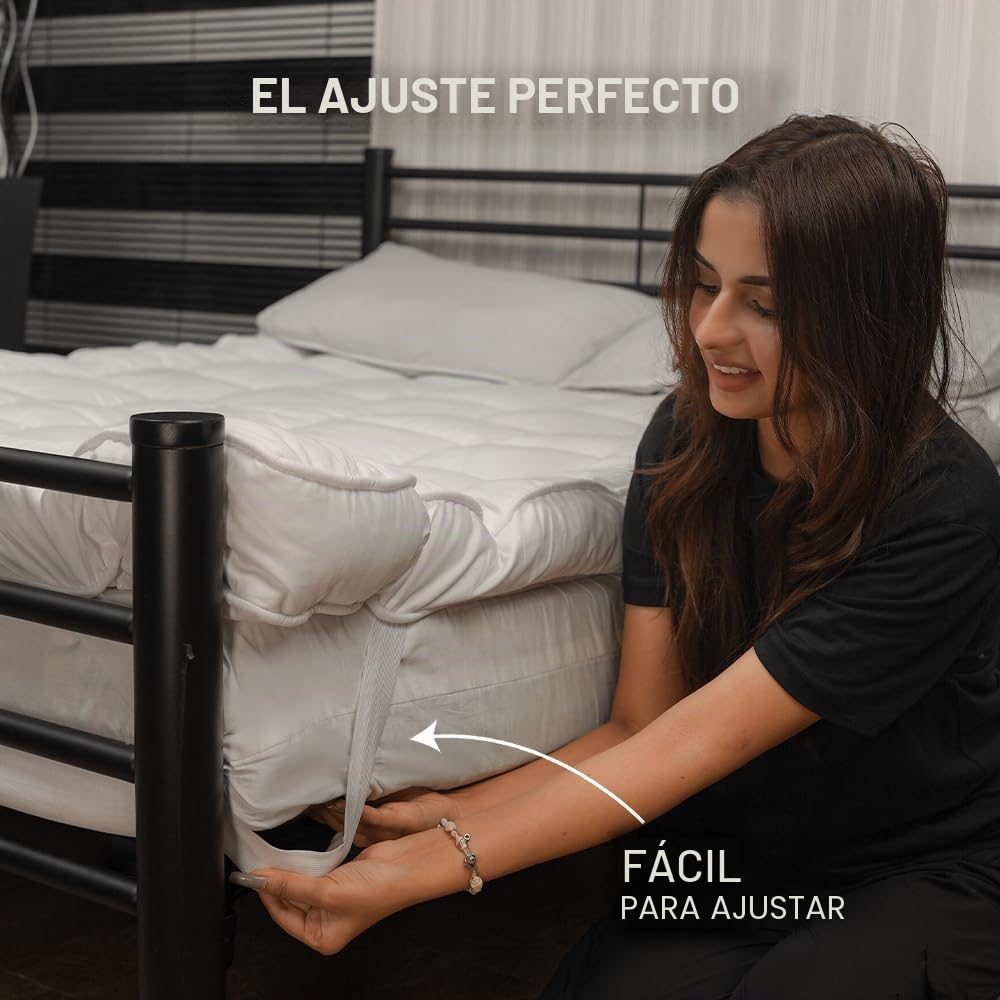 Cubrecolchón de microfibra de alta calidad de 10 cm, suave y esponjoso con costuras de caja para mayor comodidad (Super King, 182 x 200 cm)