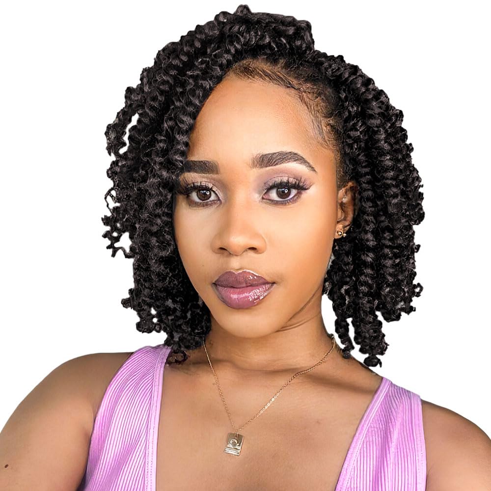 WUDAS Short Passion Twist Hair 6 Inch Pre-twisted Passion Twists Crochet Hair Brown Pre-looped Synthetic Crochet Braids (8 Packs,4#)