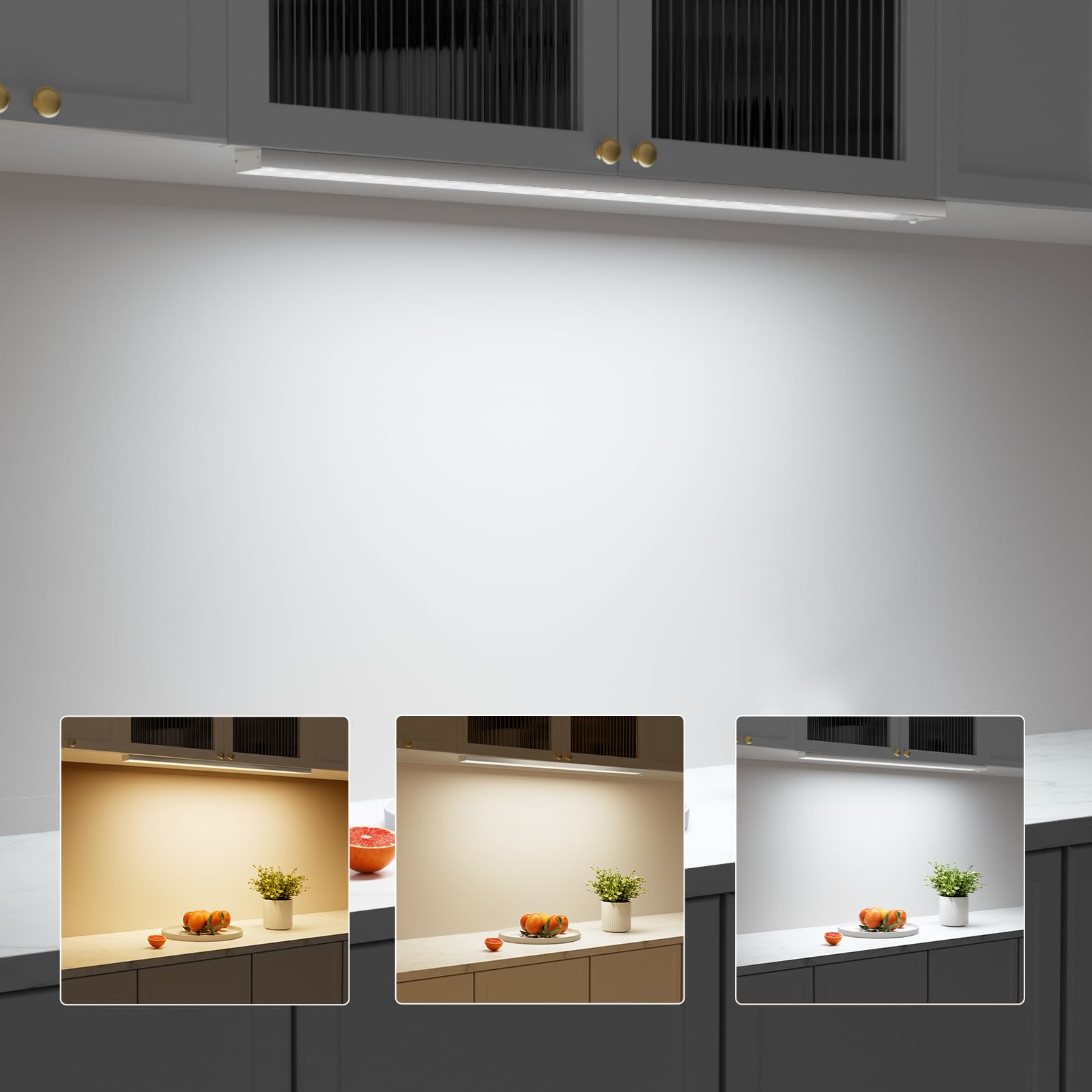 OUILA Luce Armadio LED con Sensore di Movimento Luci Notturna LED 4 Modalità Lampada Guardaroba Luce da Esposizione 5000mAh USB Ricaricabile Cucina, Scale, Corridoio, Garage - 60cm*2 Pezzi