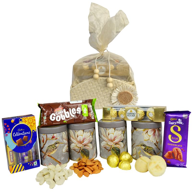 Image of NUTRI MIRACLE Rakhi Gifting Assortment with Chocolates and Nutritious Delights | Appreciation Gift for Corporate Clients with Healthy Treats