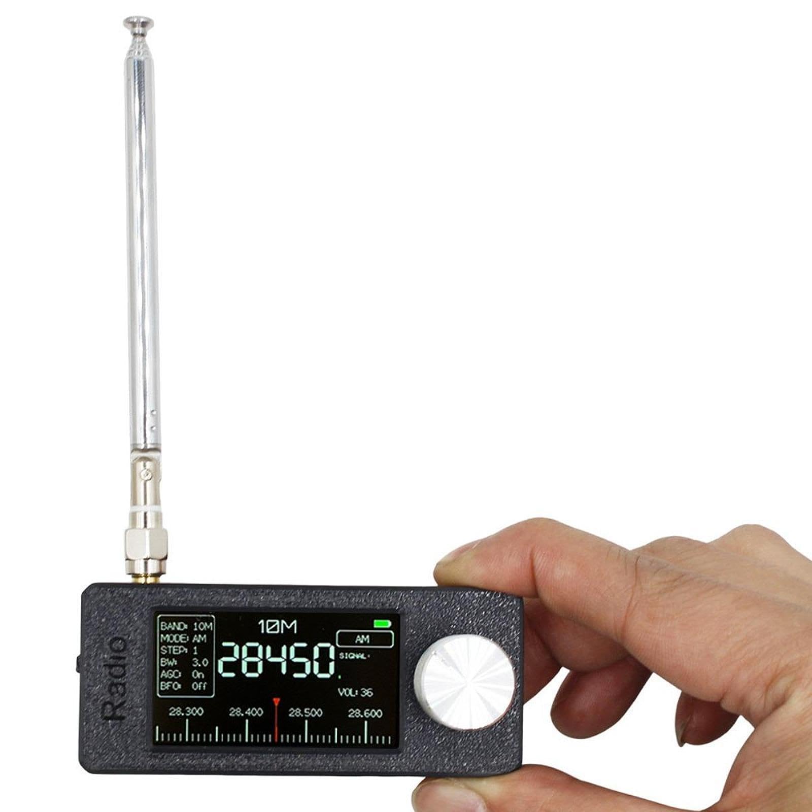 Mini Radio Portátil con Pantalla de 1.9 Pulgadas Receptor de Bolsillo Antena de Bucle Chip DSP Multifuncional Adecuado para Viajes Pesca Picnic Oficin, Azul Negro