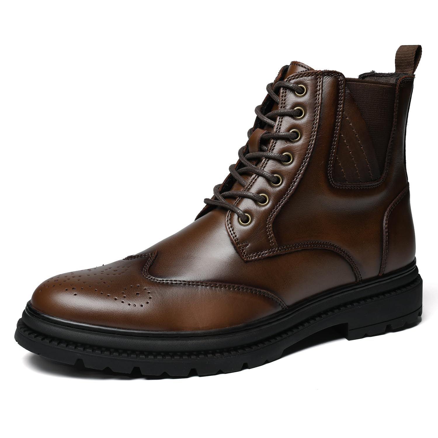 OKKO Mens Chelsea Dress Boots, Genuine Leather Classic Comfortable Casual Slip On Ankle Boot for Men