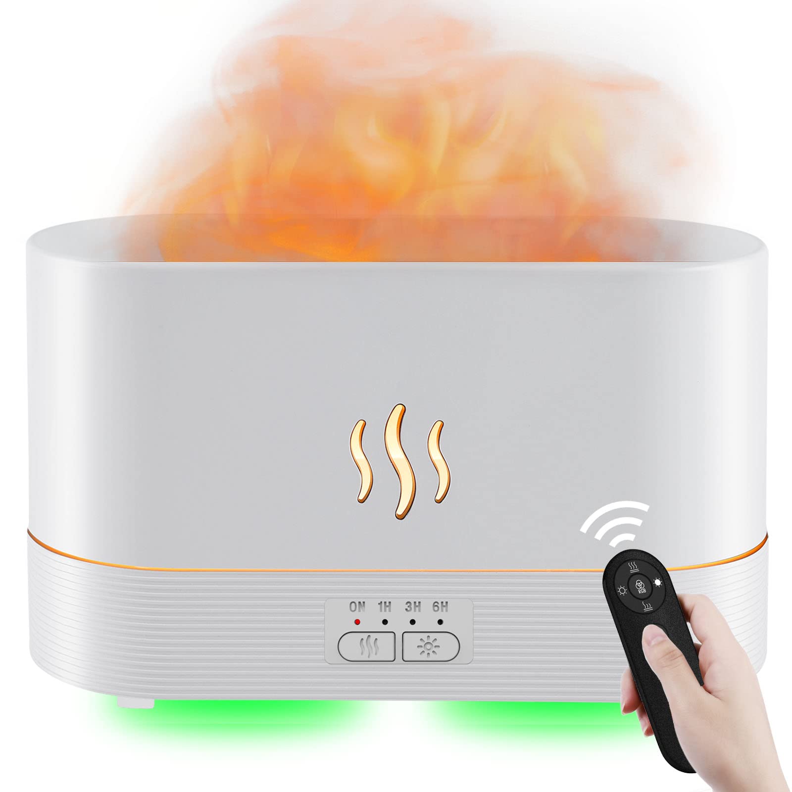 Flame Diffusers for Essential Oils Large Room-Upgraded 300ML Aroma Diffuser Humidifier with RGB Light-Remote Control for Home Office Shop Gym