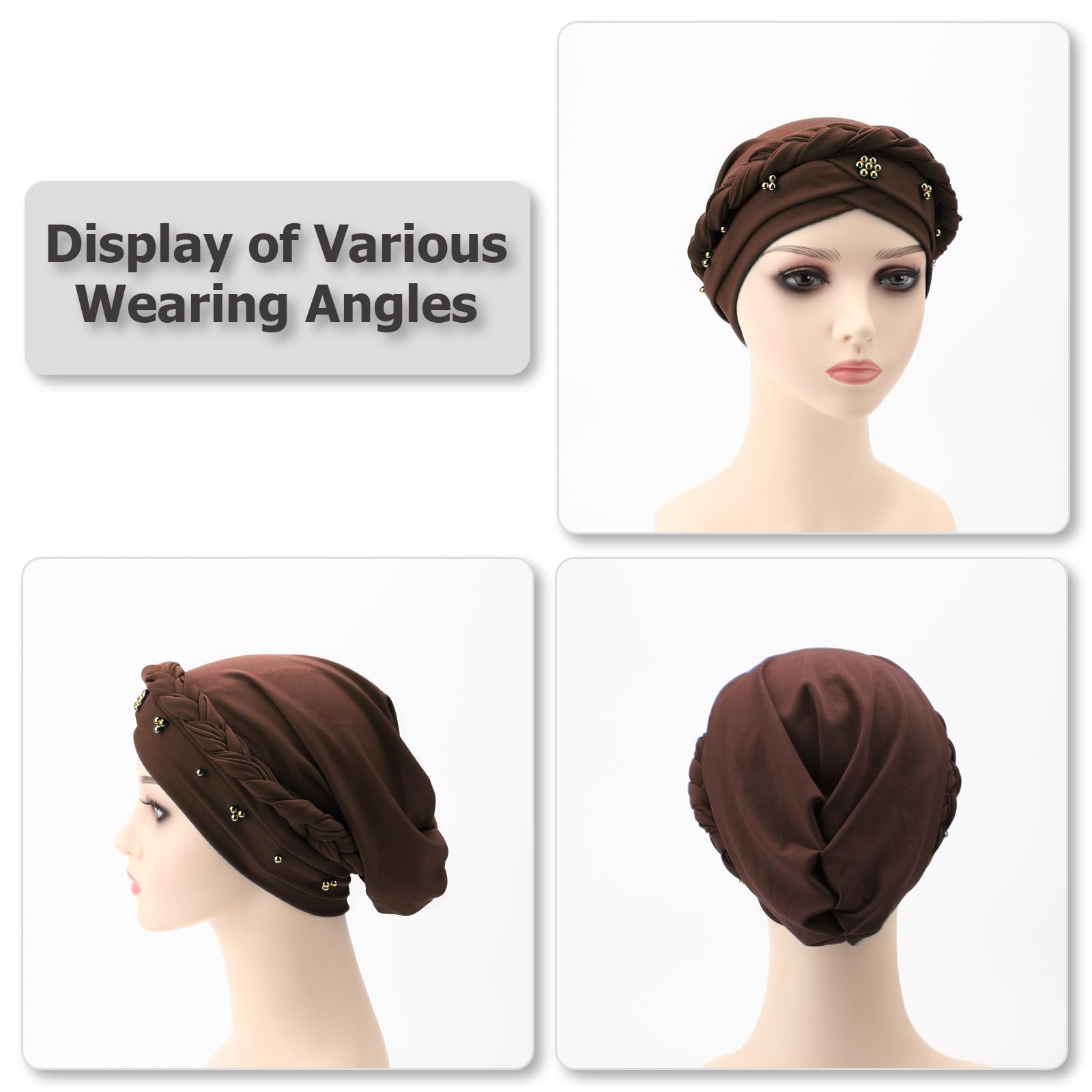 African Women Turban Caps Pre-Tied Twisted Turbans Head Scarf for Women Hair Wraps Cover Beanie Cancer Chemo Headwear