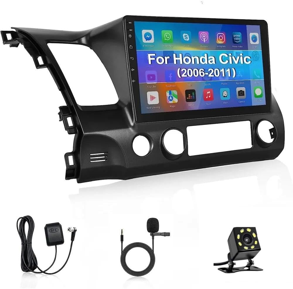 for Honda Civic Honda Civic 2006 2007 2008 2009 2010 2011 w/Apple Carplay Android Auto Android Car Stereo Radio 10.1" 1280 * 720 Touch Screen Bluetooth Car Radio GPS Navigation WiFi Backup Camera Mic