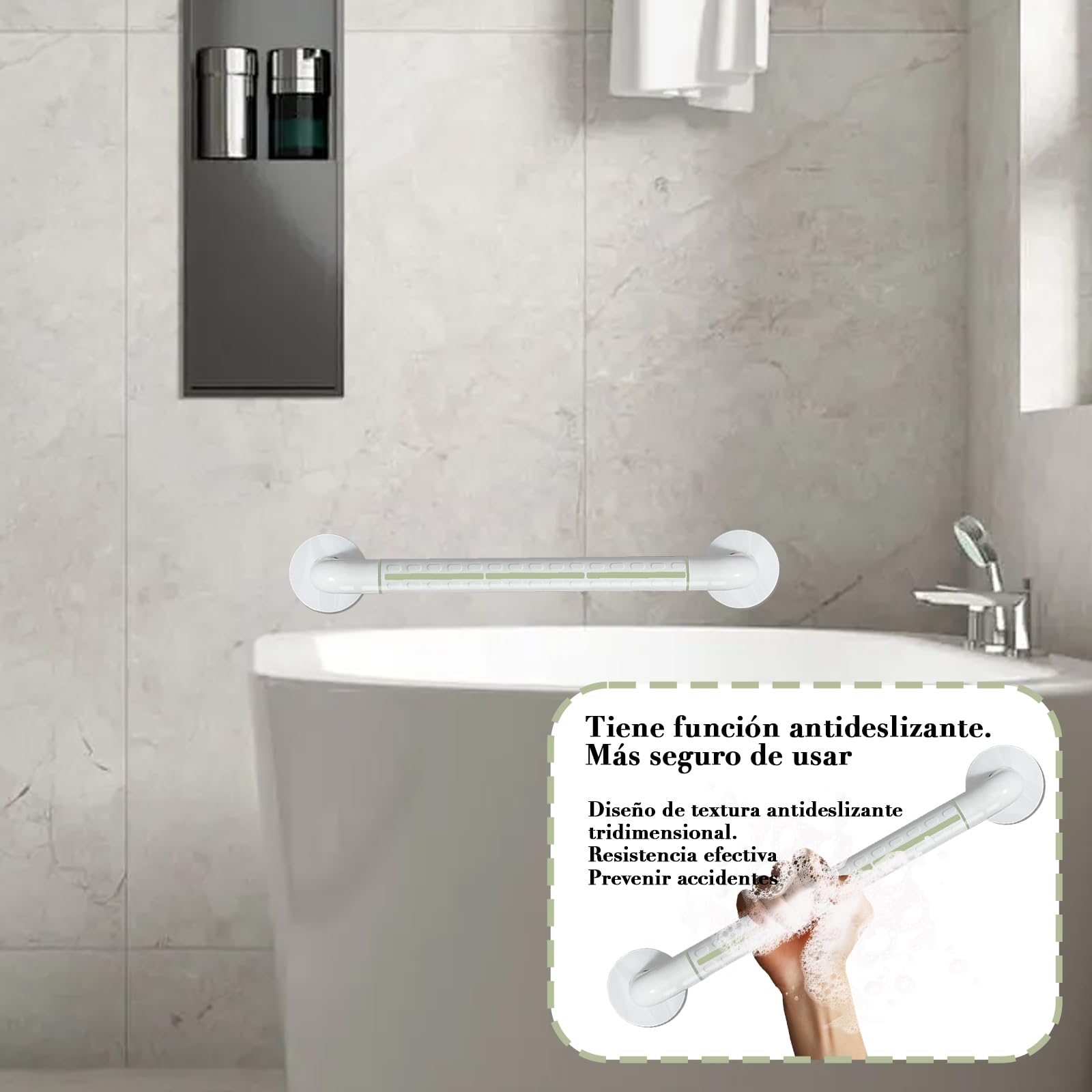 Antypoślizgowe uchwyty zabezpieczające, 60 cm, antypoślizgowe, ze stali nierdzewnej ABS 304, uchwyt łazienkowy, dla kobiet w ciąży, dzieci, seniorów