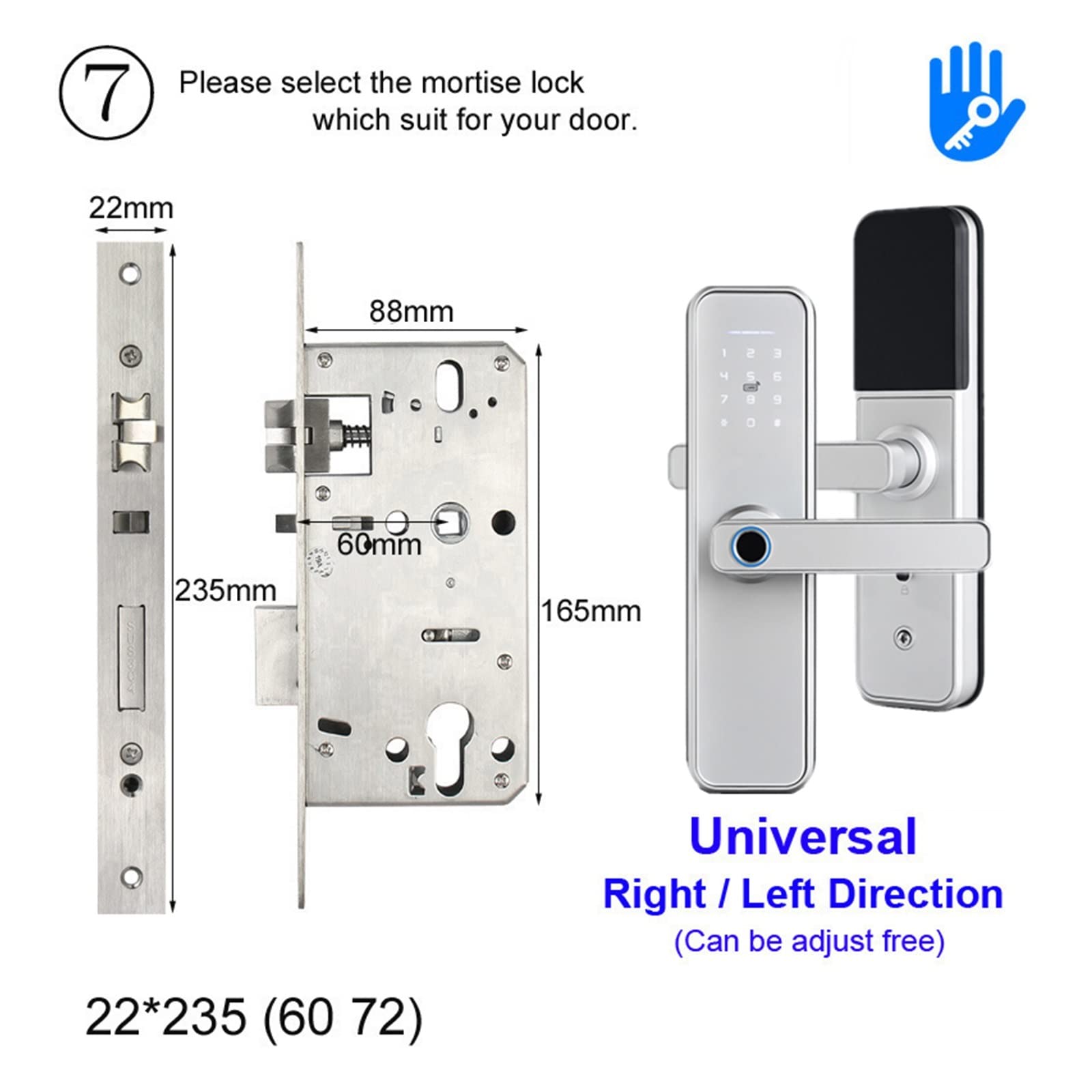 X5 Silver Smart Lock Serratura per porta con impronta digitale biometrica TT Lock App senza chiave Apri la porta da remoto Serrature per porte con impronta digitale, Serrature intelligenti a