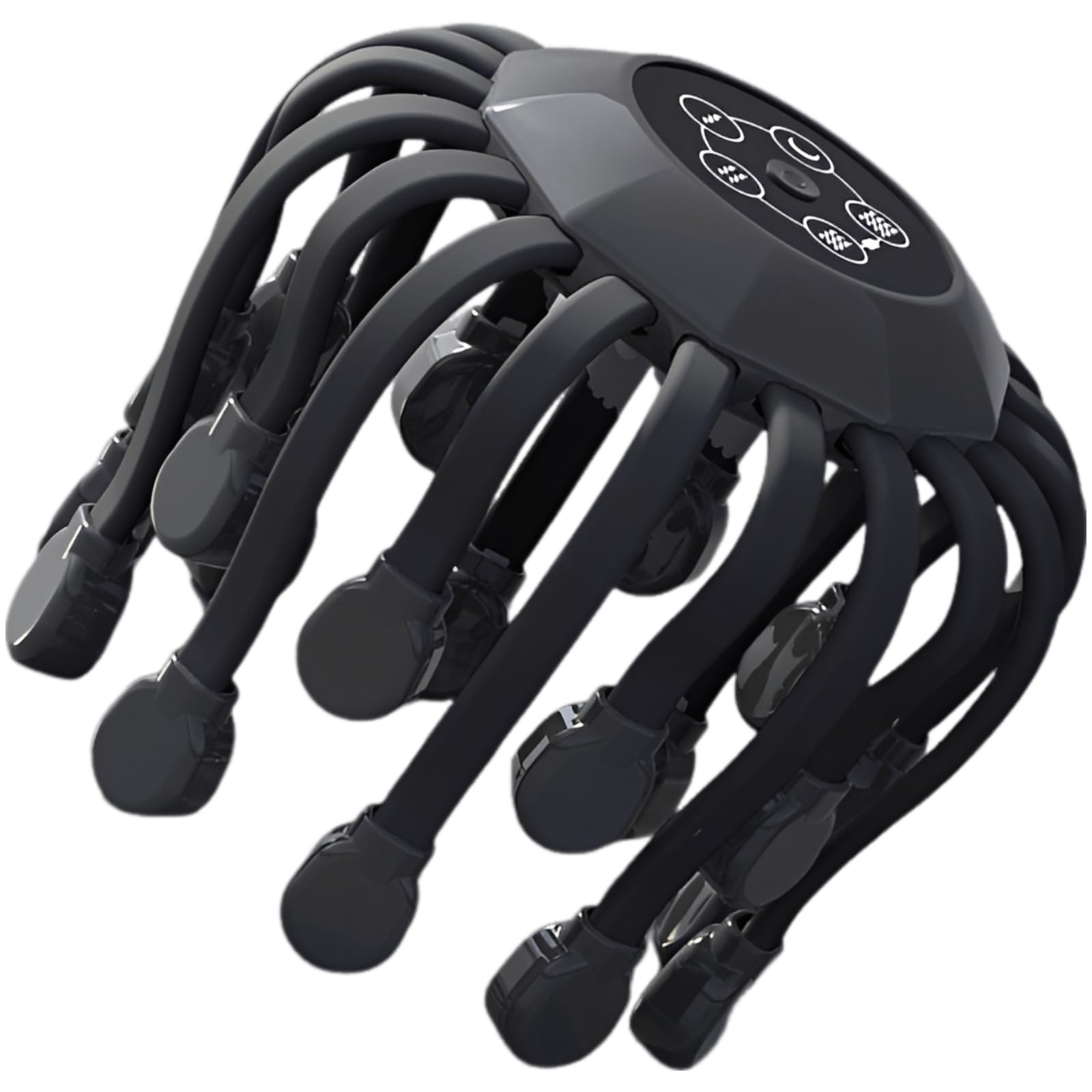Elektrisches Kopfmassagegerät, 20-Krallen Oktopus-Kopfmassage mit 5 Vibrationsmodi für Entspannung, 360° Berührungssimulation für Kopfhaut und Wohlgefühl, zur Belebung, elegantes Schwarz