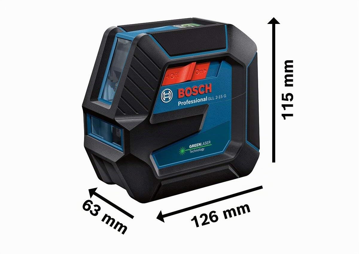 Bosch Professional Livella Laser GLL 2-15 G,laser verde, da interno, supporto LB 10, raggio d'azione visibile fino a 15 m, 4x batterie AA, confezione in cartone