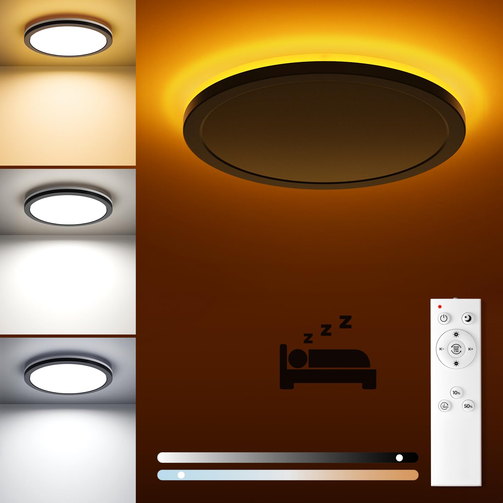 Matane LED Deckenleuchte mit Fernbedienung und Nachtlicht Deckenlampe