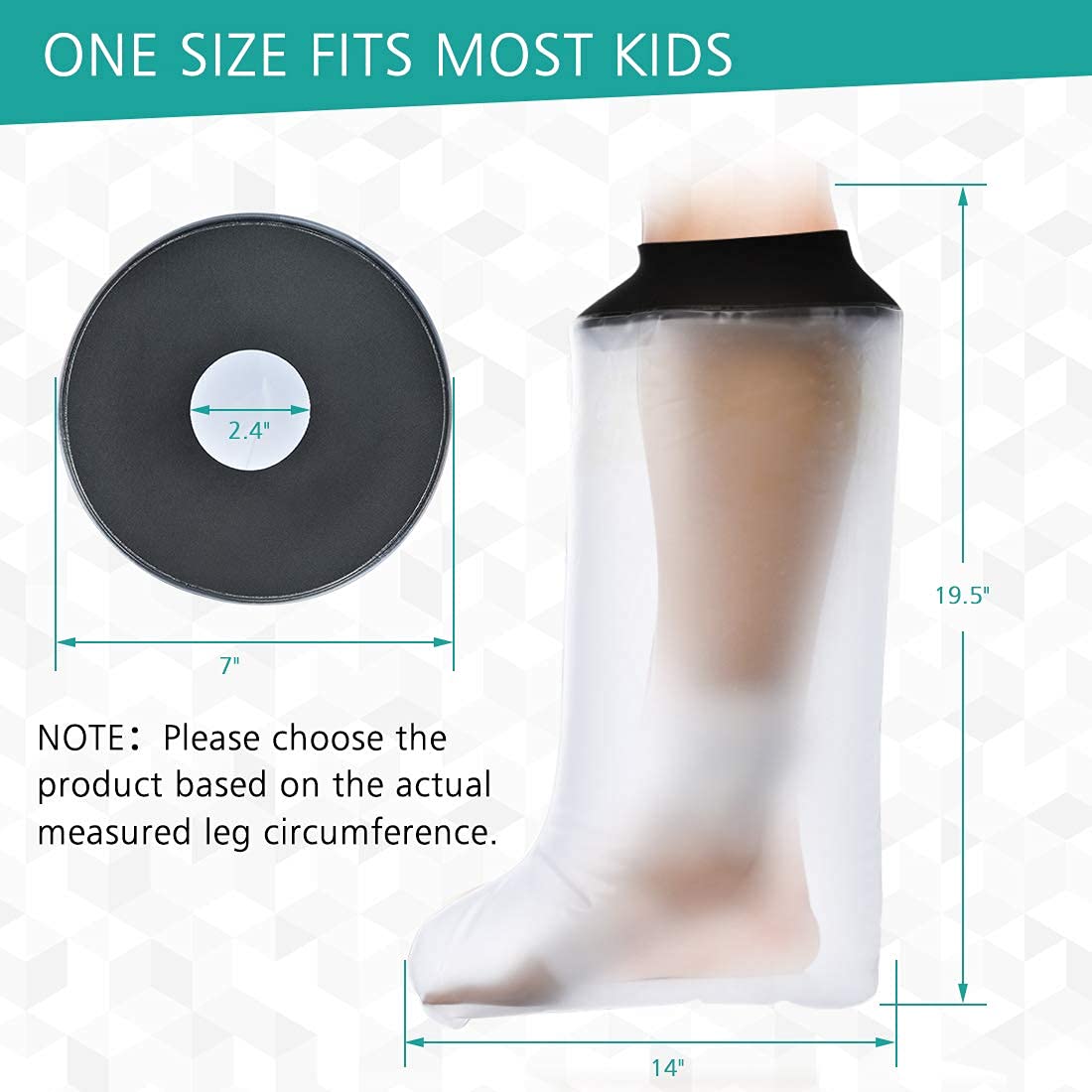 Protège Platre Protection Enfants pour Jambe Cheville Pied Protection Étanche pour Platre Protecteur de Bandage Utilisé pour Demi-Jambe Imperméable Protection Étanche pour Douche et Baignade