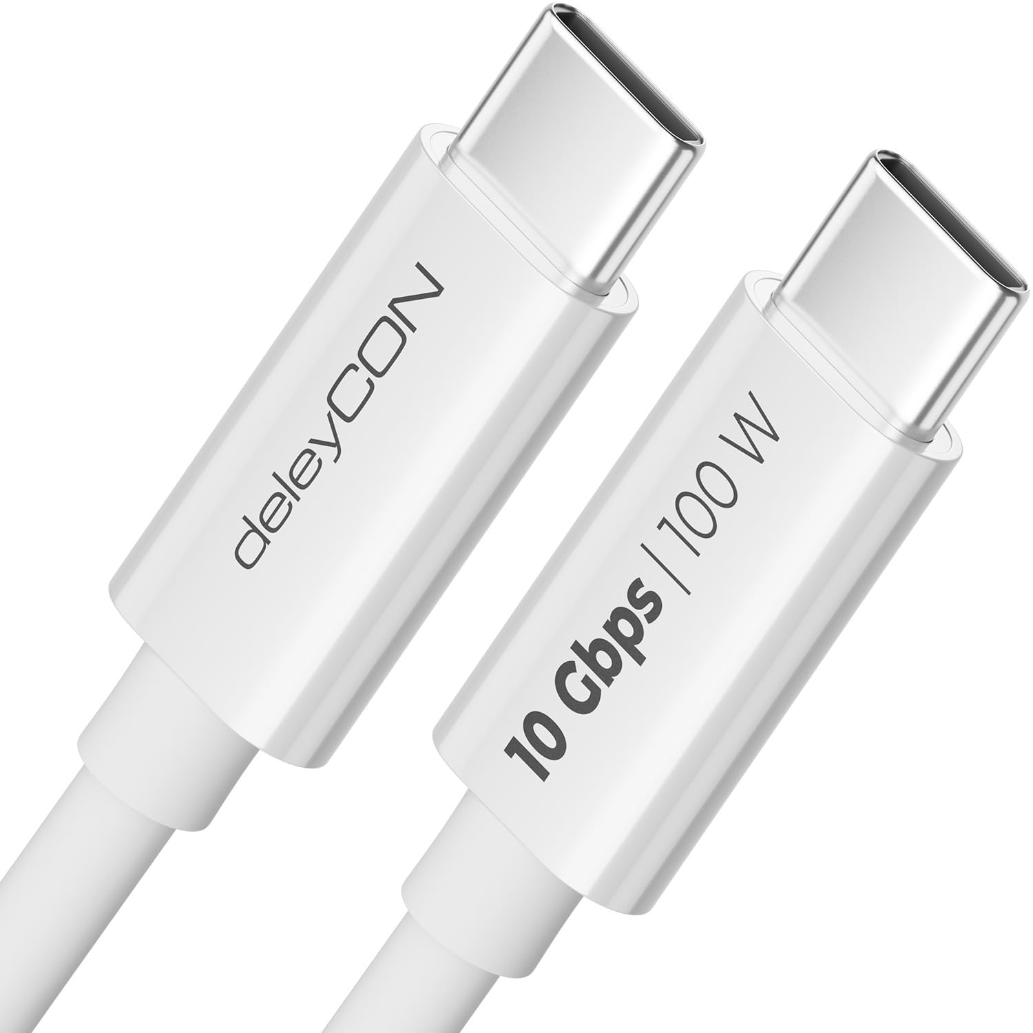 deleyCON 1m USB C Kabel USB3.2 Gen2 (10 Gbit/s + 100W Fast Charge) Ladekabel Datenkabel für SDD HDD Apple iPhone 17 16 15 Pro Max Air Galaxy S25 S24 S23 iPad MacBook iMac Tablet Switch PS5 Weiß