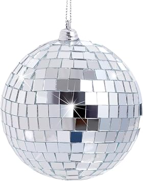 Disco Mirror Balls Silver Hanging Ball for 50s 60s 70s Disco DJ Light Effect Party Home Decoration Stage Props School Festivals Concert Party Favors Silver, 4 inch