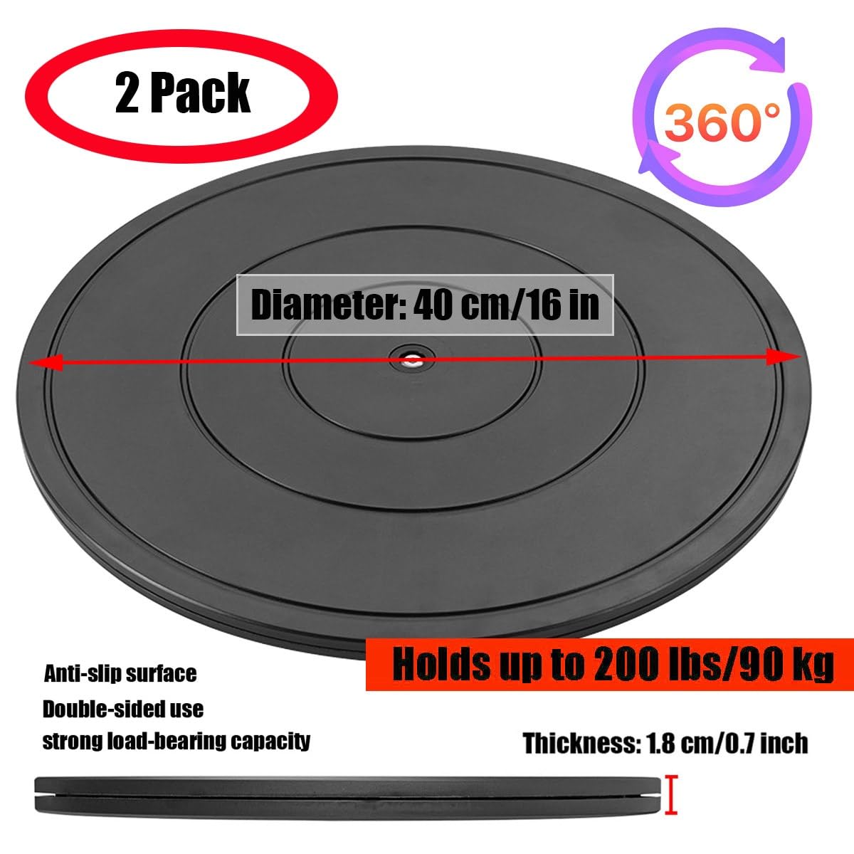 2 Stück Drehscheibe Drehbarer Universal Drehteller Mehrzweck 360 Grad Drehplattform Drehplattefür Büro, Zuhause, Hobby, PC-Monitor, Handwerk, Pflanzen, Küche(40cm)
