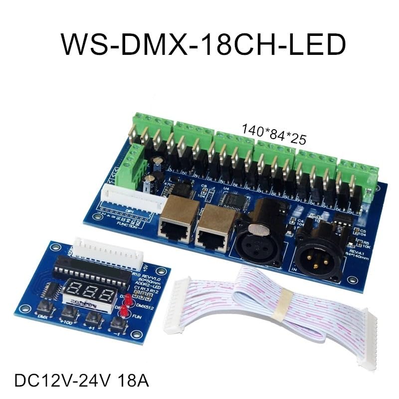 27-Kanal-18-Kanal-Dimmer-LED-Decoder, LED-Lichtsteuerung, DMX512-LED-Steuerung, Konstantspannung, gemeinsame Anode, Steuerung DC12V-24V(WS-DMX-18CH-LED)