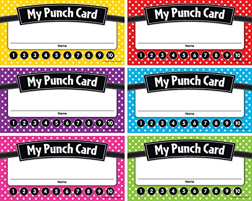 Teacher Created Resources Polka Dots Punch Cards (TCR5608) 0.125 H x 3.0 L x 5.75 W