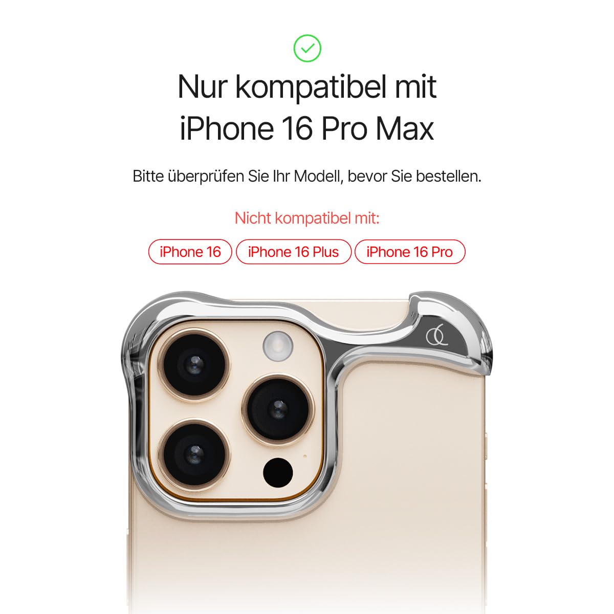Arc Pulse Schutzhülle für iPhone 16 Pro Max – Minimalistischer Fallschutz, stoßfestes Aluminium in Luftfahrtqualität, doppellagige Stoßdämpfung, Kratzfest, aufschiebbar, leicht, 360°-Schutz