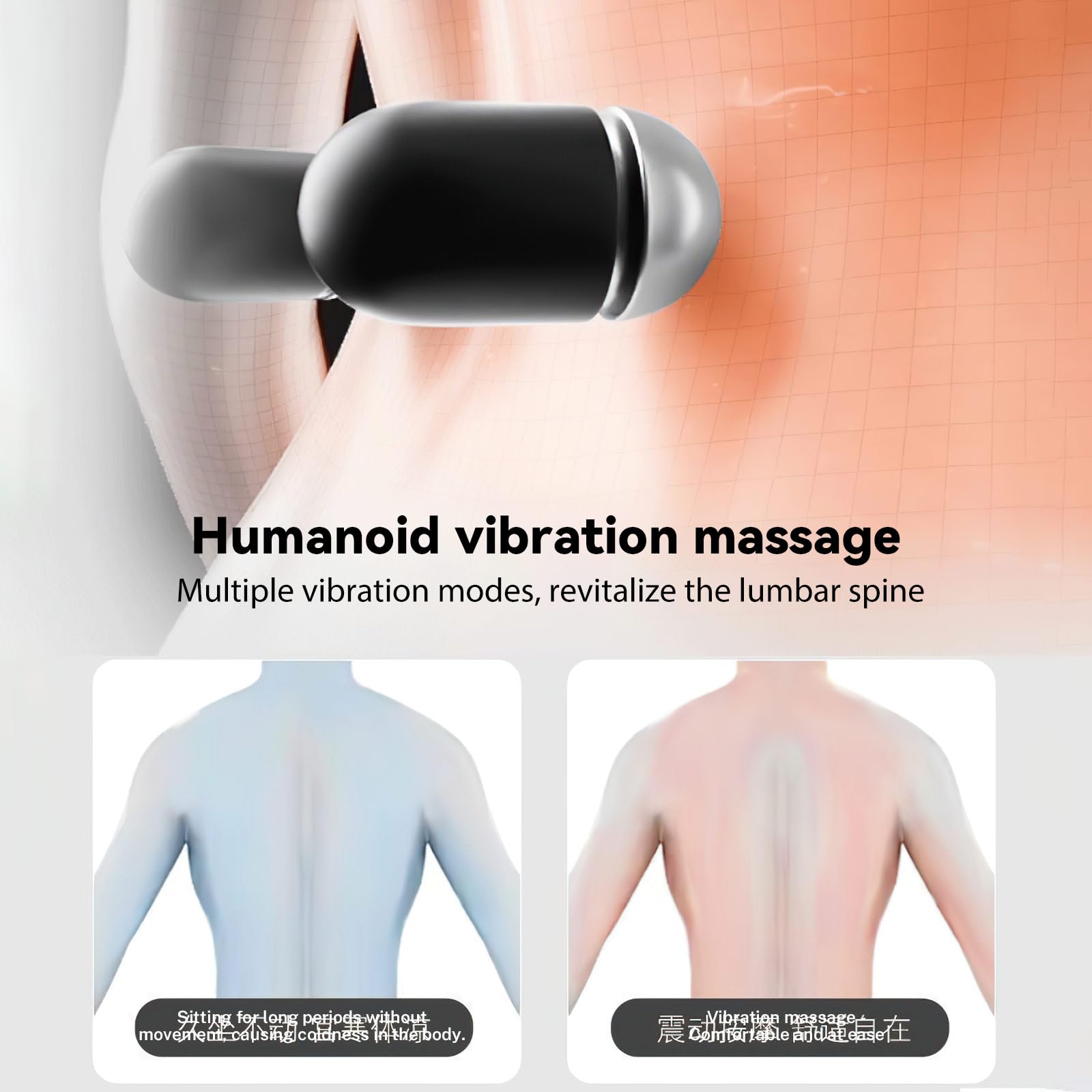3-in-1 Rückenmassagegerät mit Wärme, Vibration & Traktion, Electric Lendenwirbel-Massagegerät, ergonomische Lordosenstütze mit Memory-Schaum, USB Massagekissen für Zuhause, Büro & Reise (A)