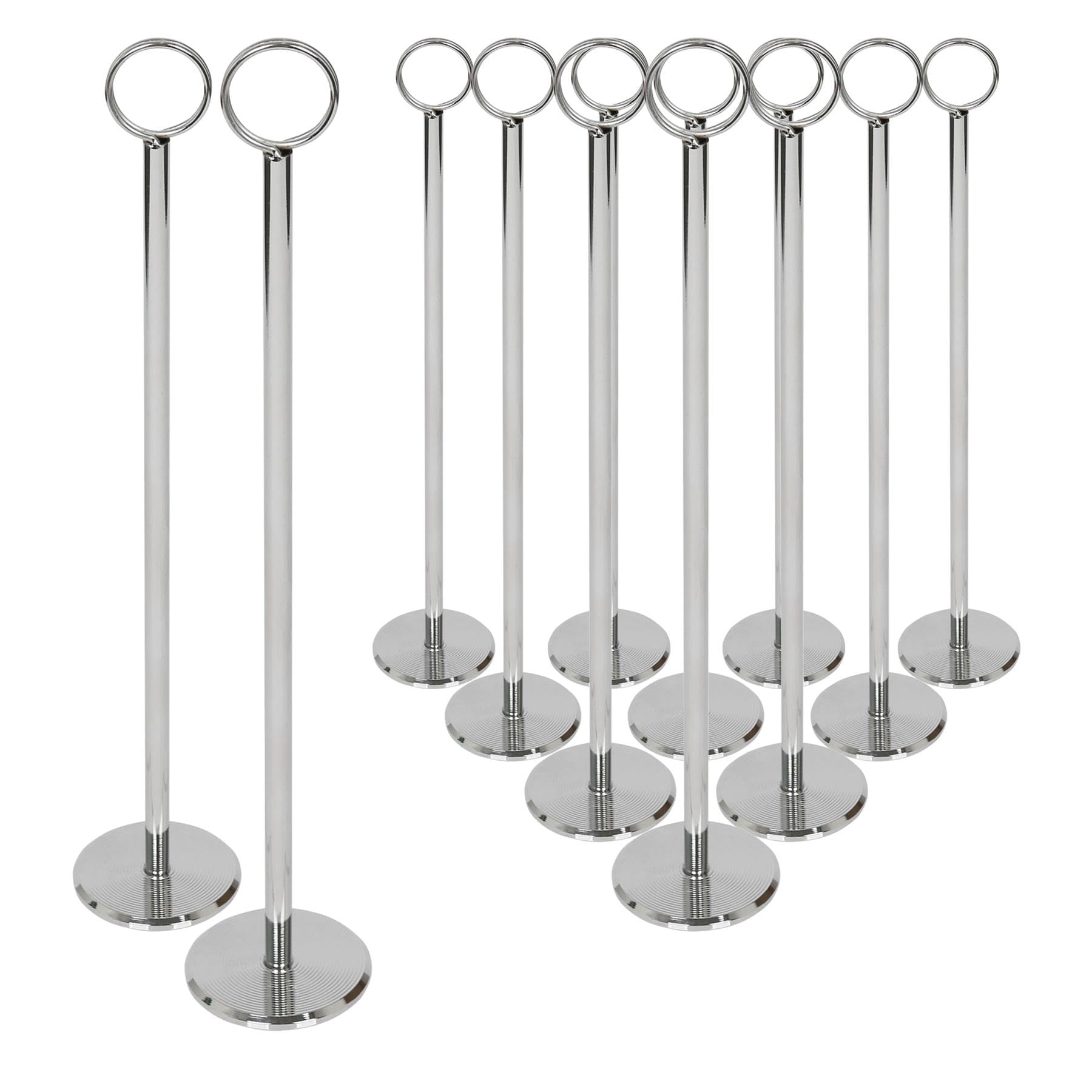 Argon Tableware Table Number Holders - Pack of 12-30cm - Silver Tall Place Card Holder Number Stands for Wedding, Restaurant Menu, Memo, Party, Conference, Celebration
