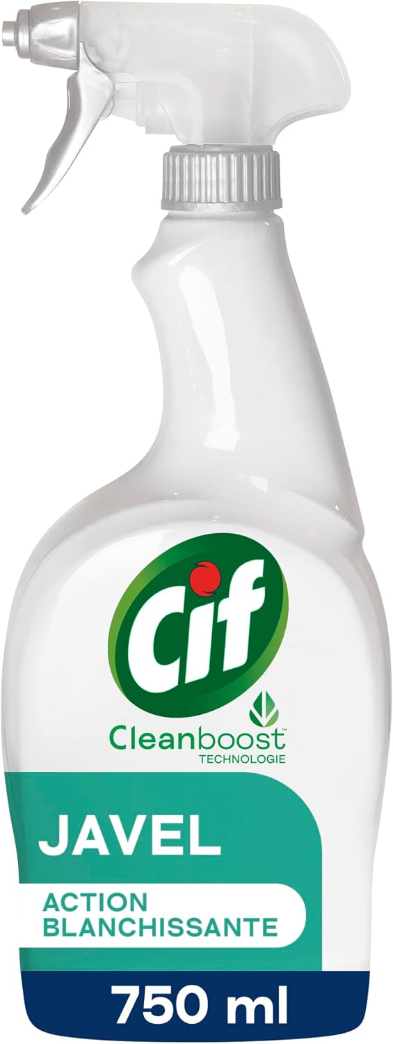CIF - Spray nettoyant Multi-usages avec javel - Technologie Cleanboost - enlève 100% des taches tenaces - action blanchissante - 750ml | Élimine les taches tenaces sur carrelages, robinetteries et éviers, action blanchissante pour un entretien maison complet