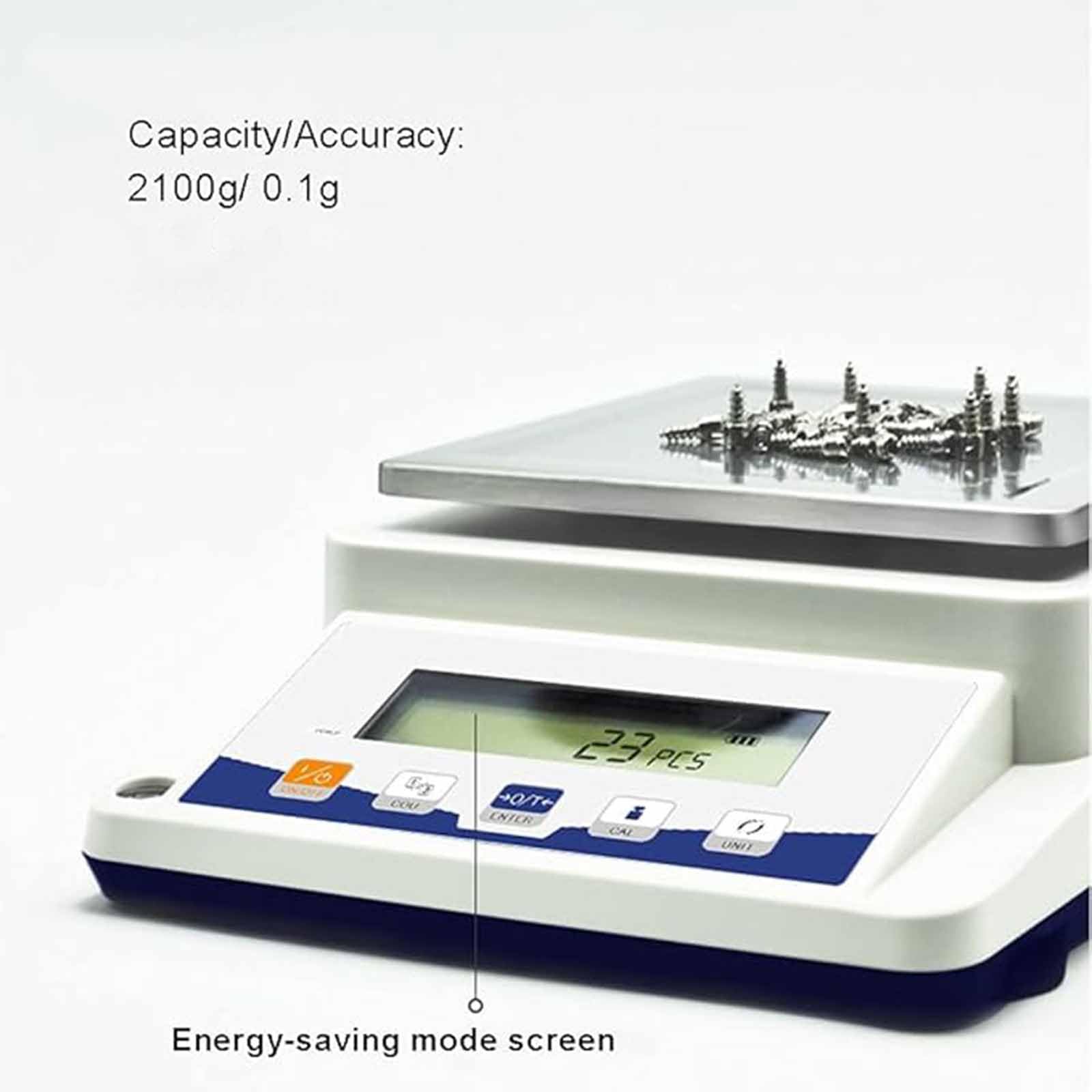 Bilancia elettronica ad alta precisione, bilancia analitica di precisione con conteggio 2100 g/0,1 g e conversione di unità, alimentatore a doppia modalità per cucina da laboratorio di gioielleria