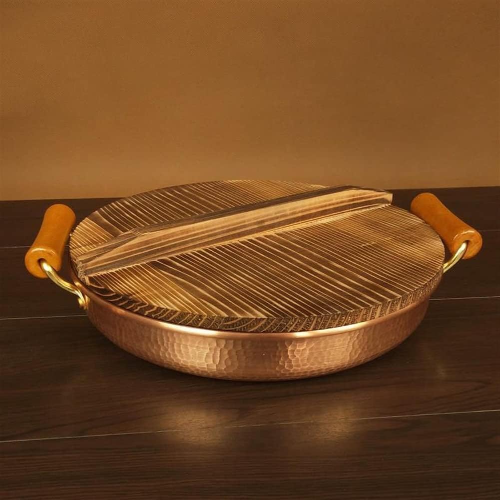 Cooking Pot Copper Skillet Copper Pan Long Handle Copper Pan Handmade Copper Pan Single Handle Copper Pan Pure Copper Pan nonstick pan (Color : B-with Cover)