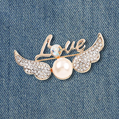 Image of Love Wing Brooch Pin Corsage, Sweater Dress Shawl Elegant Jewelry Accessory Decor for Wedding Birthday Party Christmas Gift