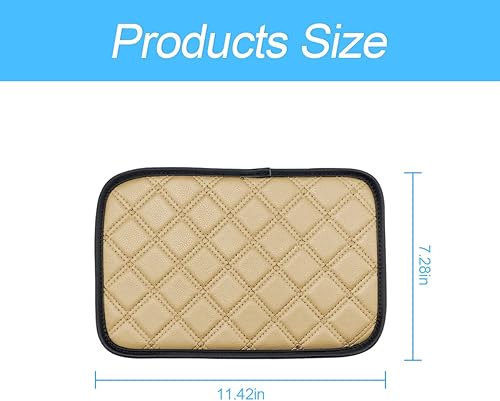Miniatura 2 de Cojín de cuero para consola central de automóvil, 11.4 x 7.4 pulgadas, impermeable, funda para reposabrazos, accesorios de protección interior del