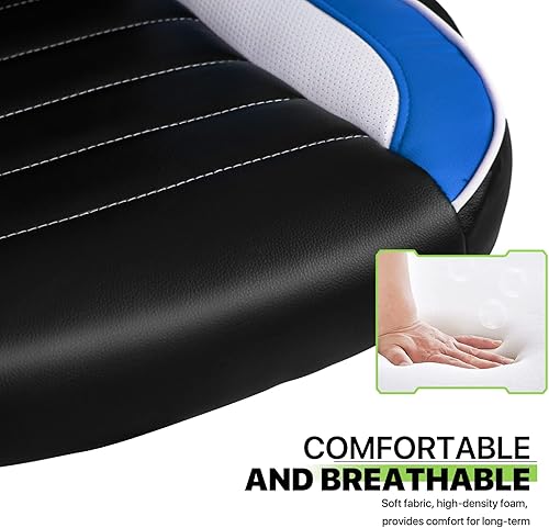 Miniatura 8 de Magshion Silla de juegos con reposabrazos abatibles, silla de juegos de computadora para el hogar con alfombrilla de altura ajustable, silla de