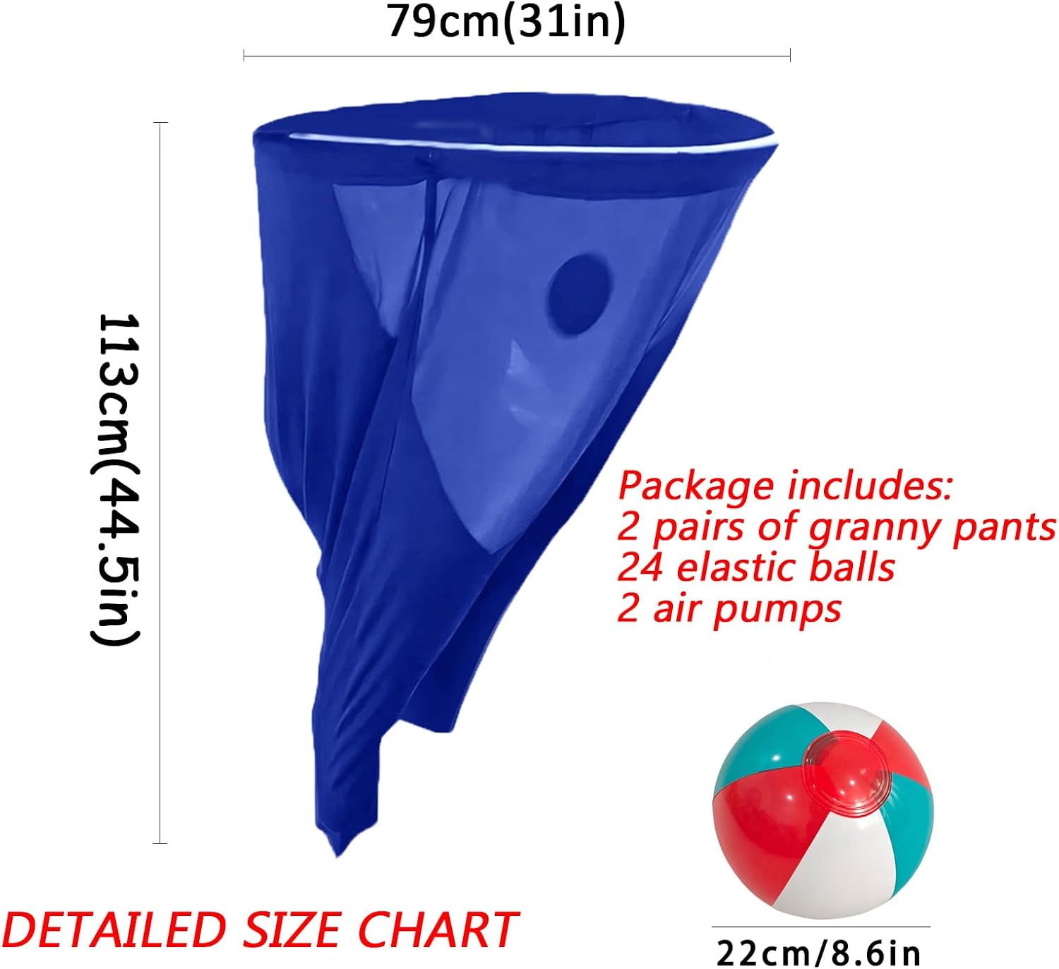 Granny Pants Yard Game?Granny Pants Outdoor Game?with 12/24/48 8.6-inch Bouncy Balls and Pump?Field Day Games for Adults?for Birthdays?BBQs?Beach and Backyard Games 1 Green and blue