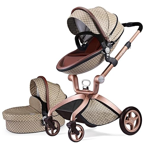 Hot Mom Cochecito de bebé elegante carro con asiento ajustable y absorción de golpes, alto paisaje y cochecito de moda F22 Grid