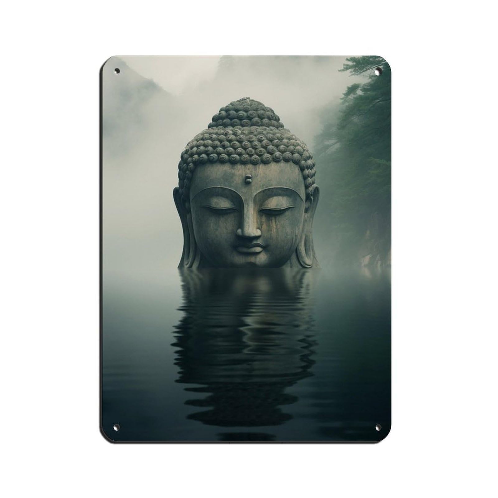Peaceful Buddha in Water Tin Sign Vintage Metal Pub Club Cafe Bar Home Wall Art Decoration Poster Retro 12x16inch(30x40cm)