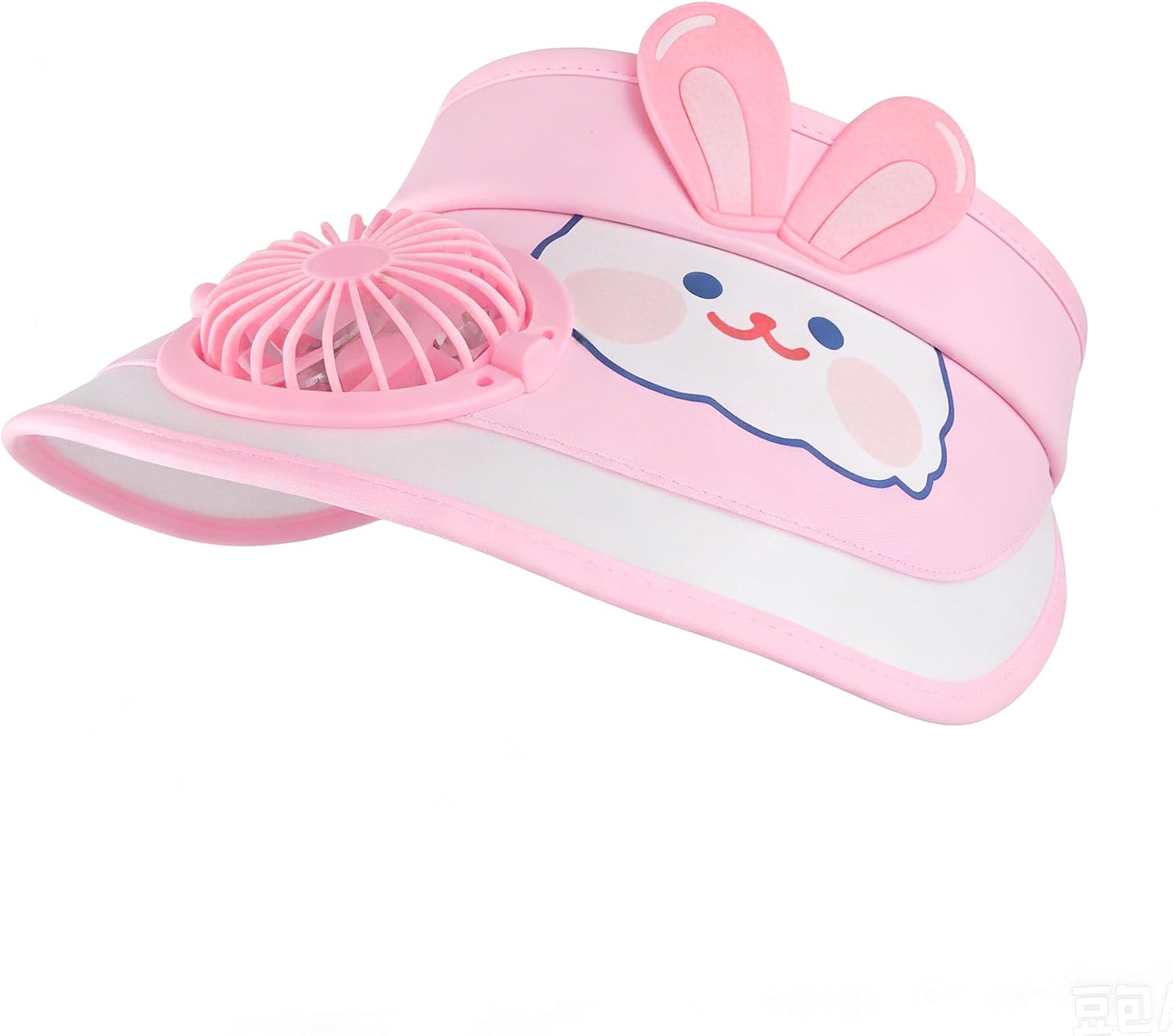 Kids Sun Visor Hat with Fan Adjustable 3 Wind Speed UPF 50+ Large Brim Open Top Sunhat Cartoon Outdoor Beach Cap