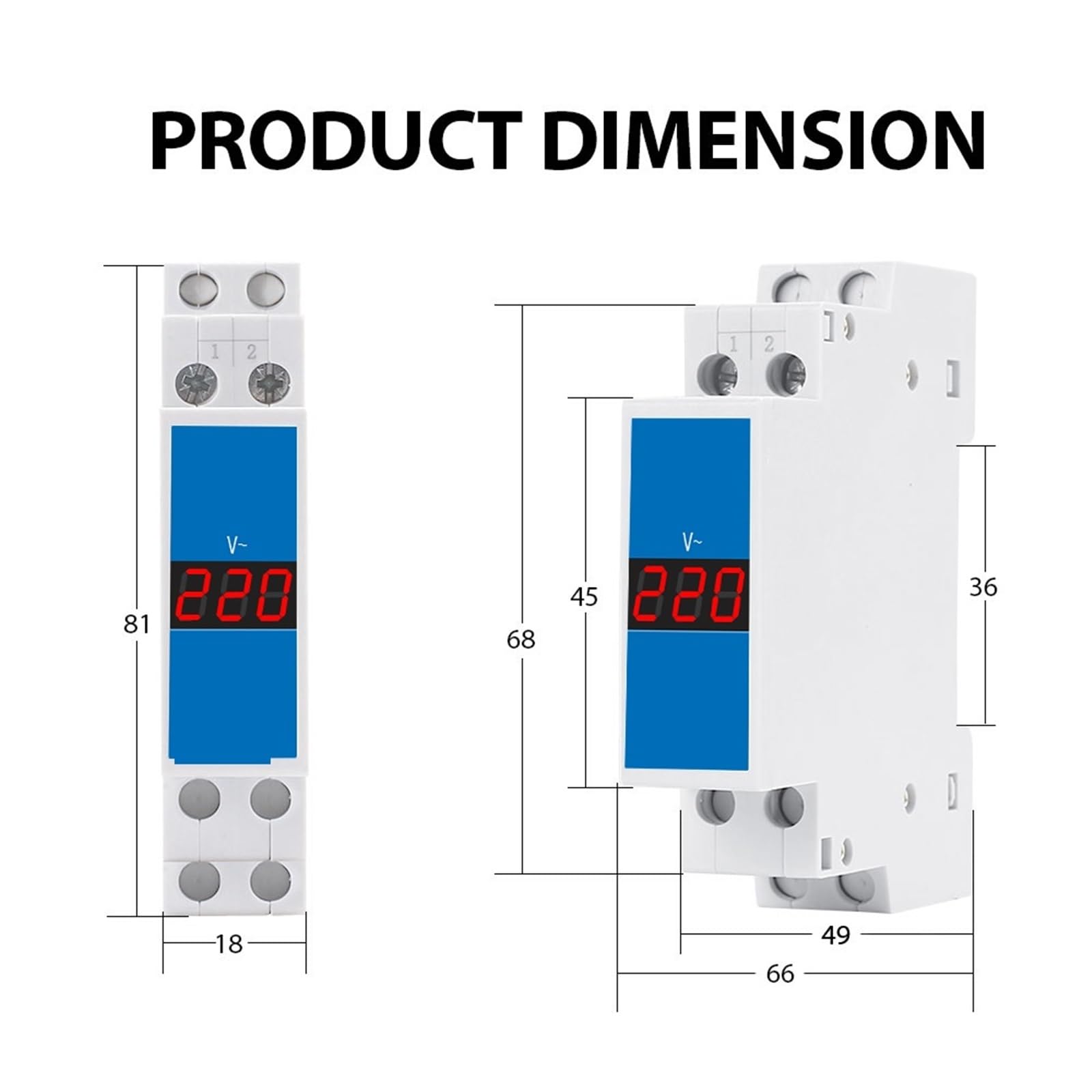 Medidor de voltaje monofásico de 18mm, carril Din, CA 80-500V, 220V, 380V, voltímetro Modular, indicador LED, Detector de pantalla Digital