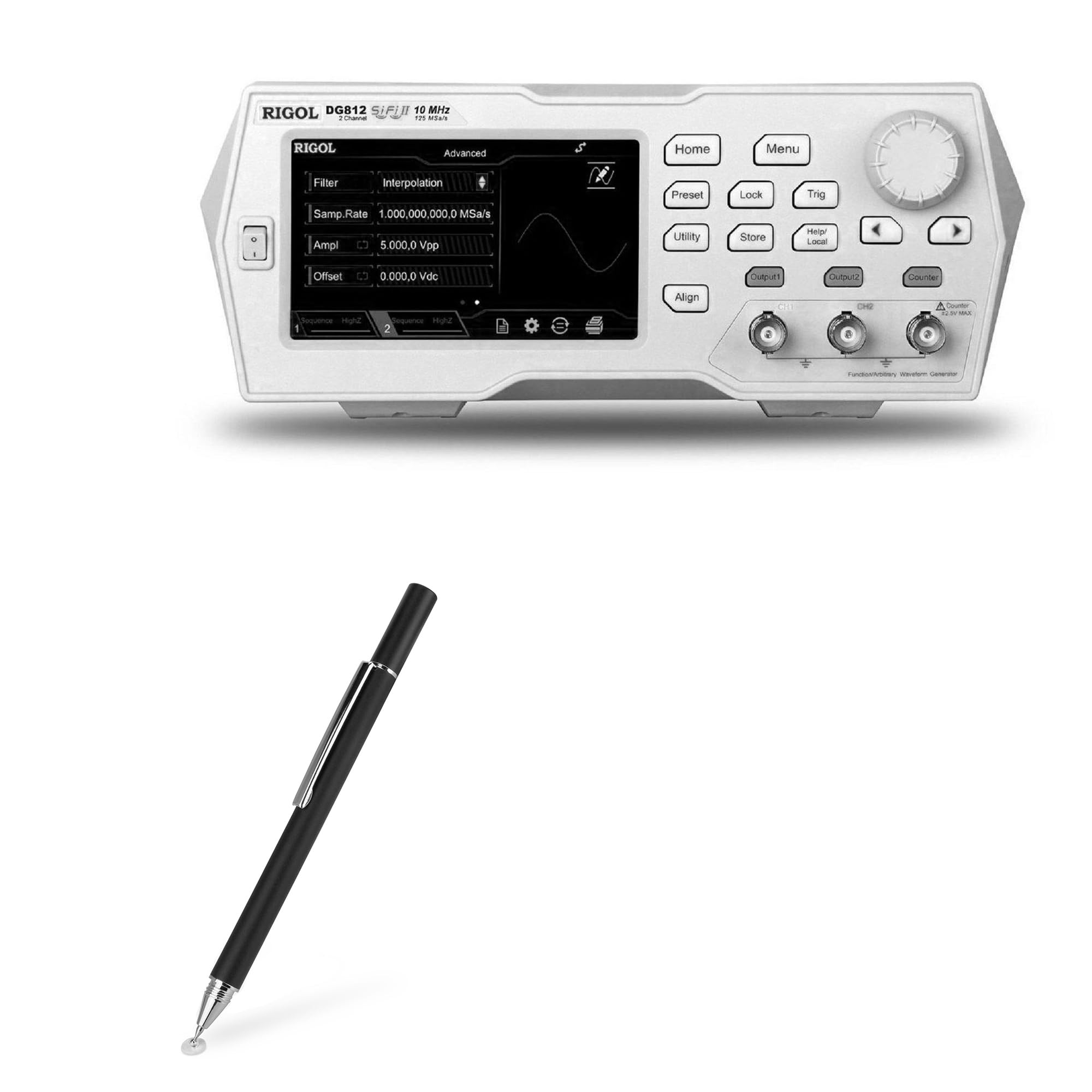 BoxWave Stylus Pen Compatible with Rigol DG822 - FineTouch Capacitive Stylus, Super Precise Stylus Pen - Jet Black
