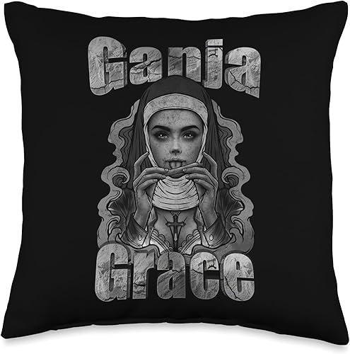 Miniatura 1 de Marihuana Outfit Weed Clothes Adult Stoner Stuff Back Print Weed Ganja Grace Smoking Blunt Nun Throw Pillow, 16x16, Multicolor
