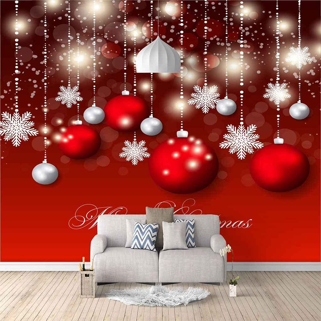 Papier peint 3D boule de Noël rouge poster mural 300x210 cm