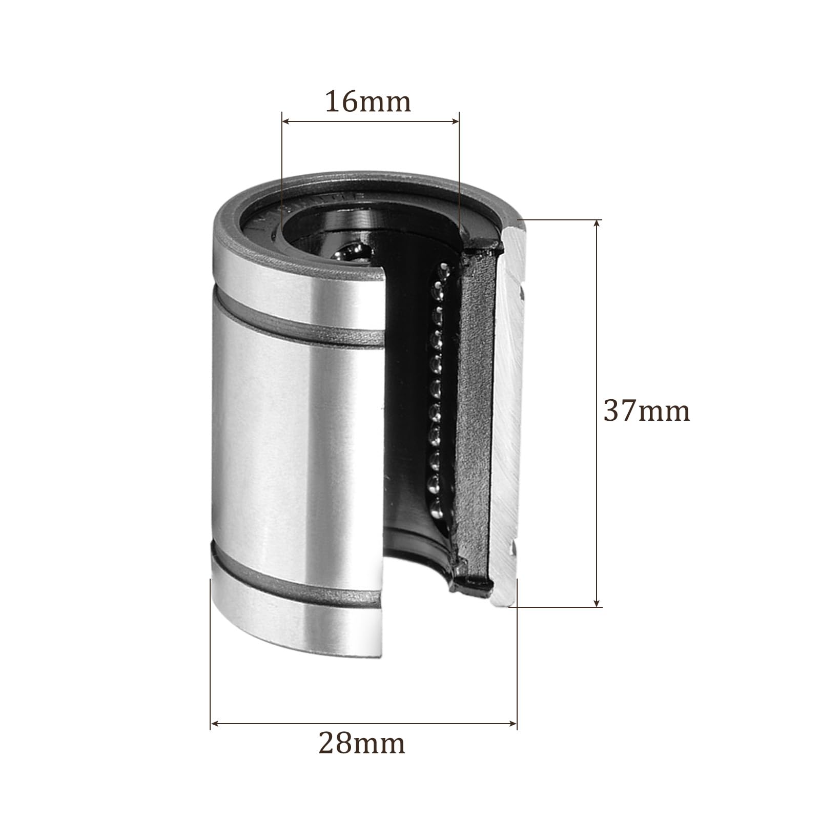 4pz Cuscinetti Lineari a Sfera Lm16Uuop, [16mm x 28mm x 37mm] Cuscinetto Lineare Acciaio per Macchine Cnc Attrezzature Confezionamento Utilizzo Stampanti 3D