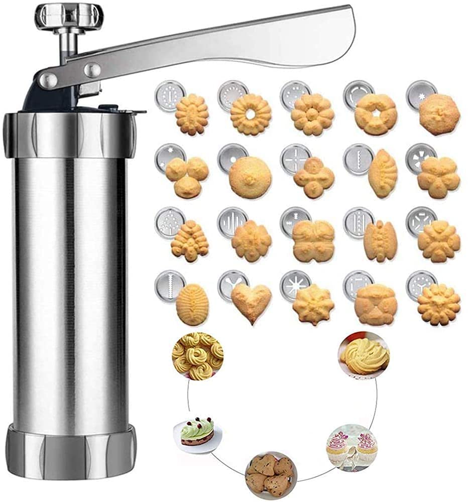 FineDecor Stainless Steel Cookie Press with 20 Different Types of Jalies, Murukku Maker/Bhujiya Maker/Cookies/Namkeen/Noodles/Chakali Maker/Sev Maker/Farsan Maker/Gathiya Maker, FD 2993-image-29