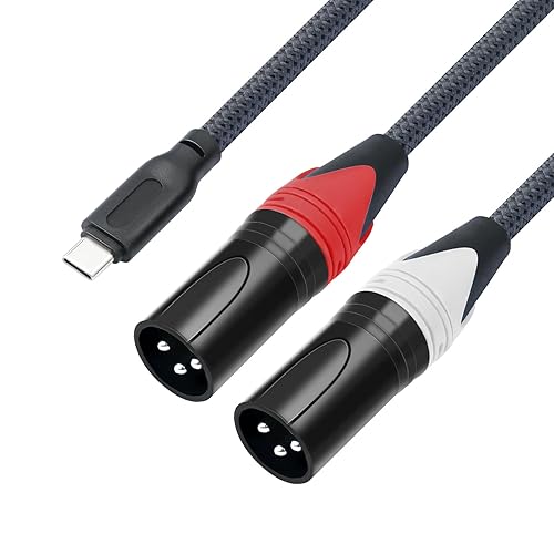 Miniatura 8 de Cable de audio USB C a doble XLR macho, cable de audio USB C a 2 XLR macho de 6 pies, cable USB tipo C a 2 XLR macho, conexión USB, altavoz activo,